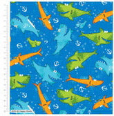 Happy Sharks Cotton Print Fabric